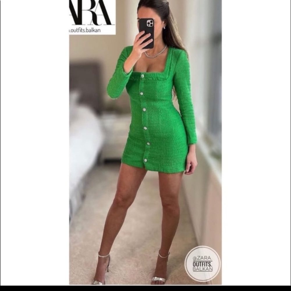 Zara Women Dress, green color.